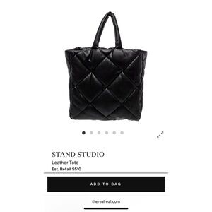 Stand Studio Assante Diamond Quilted Black Leather Tote